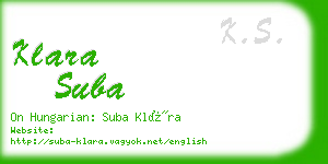 klara suba business card